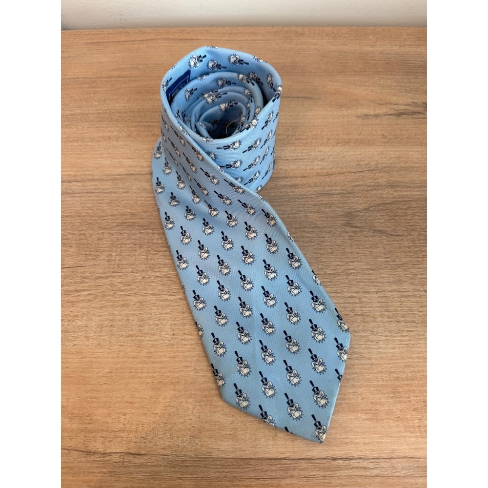 The Citadel Military College Bulldog Mascot Silk Tie Light Blue Men Necktie